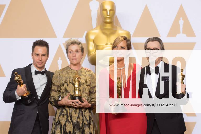 Sam Rockwell, Frances McDormand, Allison Janney and Gary Oldman pose backstage during the live ABC Telecast of The 90th Oscars® at the Dolby® Theatre in Hollywood, CA on Sunday