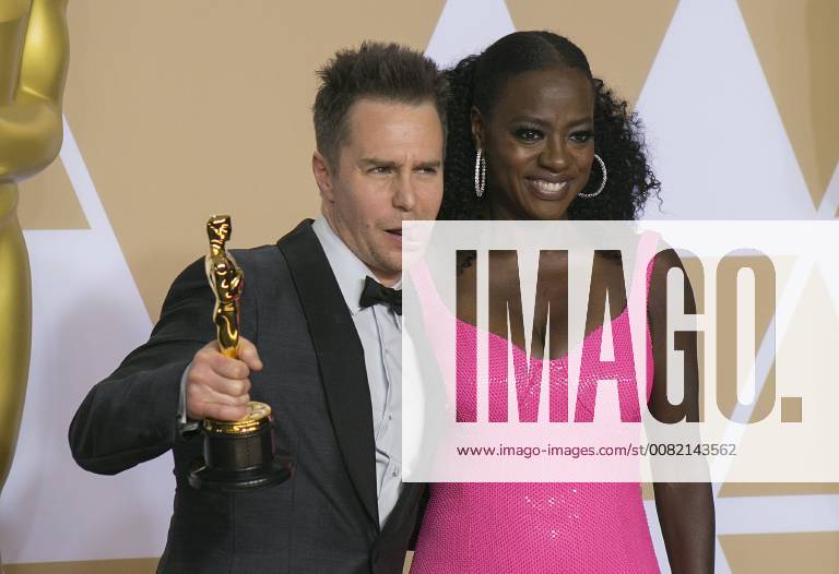 Hollywood, California, U.S - Actress Viola Davis and actor Sam Rockwell, winner of the Best Actor in a Supporting Role award for Three Billboards Outside Ebbing, Missouri, pose in the press room during the 90th Annual Academy Awards held at the Loews Hollywood Hotel on Sunday March 4, 2018 in Hollywood, California. Hollywood U.S. - ZUMAp124 20180304_zaa_p124_223