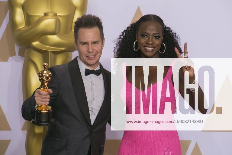 Hollywood, California, U.S - Actress Viola Davis and actor Sam Rockwell, winner of the Best Actor in a Supporting Role award for Three Billboards Outside Ebbing, Missouri, pose in the press room during the 90th Annual Academy Awards held at the Loews Hollywood Hotel on Sunday March 4, 2018 in Hollywood, California. Hollywood U.S. - ZUMAp124 20180304_zaa_p124_212