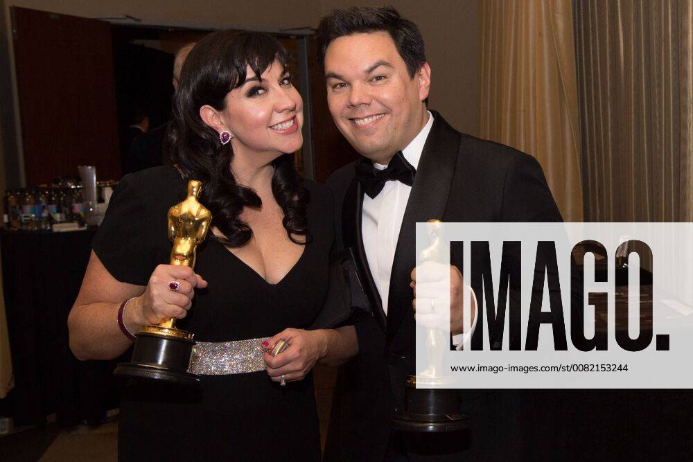 After winning the Oscar for music written for motion pictures (original song) for Remember Me from Coco, Kristen Anderson-Lopez and Robert Lopez pose backstage during the live ABC Telecast of The 90th OscarsÂ® at the DolbyÂ® Theatre in Hollywood, CA on Sunday