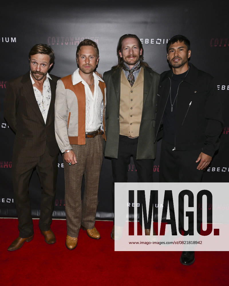 (L-R) Creed Garnick, Eric Nelsen, James Landry Hebert and Martin Sensmeier attend the Cottonmouth Los Angeles Premiere. West Hollywood USA - ZUMAb173 20250607_aap_b173_031