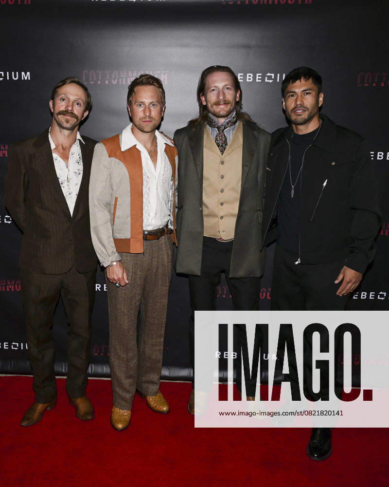 (L-R) Creed Garnick, Eric Nelsen, James Landry Hebert and Martin Sensmeier attend the Cottonmouth Los Angeles Premiere. West Hollywood USA - ZUMAb173 20250607_aap_b173_090