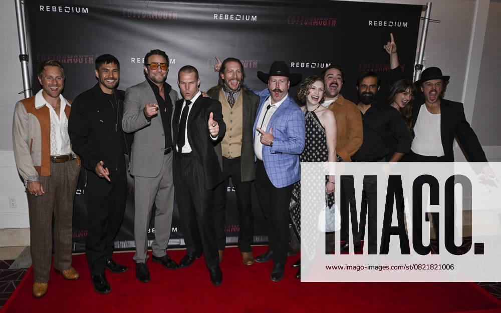 Golden Garnick, Eric Nelsen, James Landry Hebert, Randy Wayne, Alexandra Harris, Abbie Cobb, Martin Sensmeier, James Austin Kerr, Brock Harris attends the Cottonmouth Los Angeles Premiere. West Hollywood USA - ZUMAb173 20250607_aap_b173_101