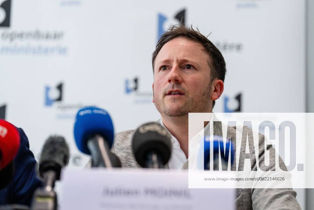 Brussels King s Prosecutor Julien Moinil pictured during a press conference regarding the police action in the Peterbos neighborhood in Anderlecht, Thursday 12 June 2025 in Brussels. The police did a big action on Wednesday, as part of the fight against drug trafficking. MARIUS BURGELMAN MariusxBurgelman 126760066