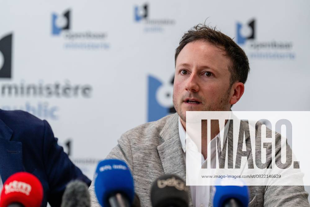 Brussels King s Prosecutor Julien Moinil pictured during a press conference regarding the police action in the Peterbos neighborhood in Anderlecht, Thursday 12 June 2025 in Brussels. The police did a big action on Wednesday, as part of the fight against drug trafficking. MARIUS BURGELMAN MariusxBurgelman 126760074