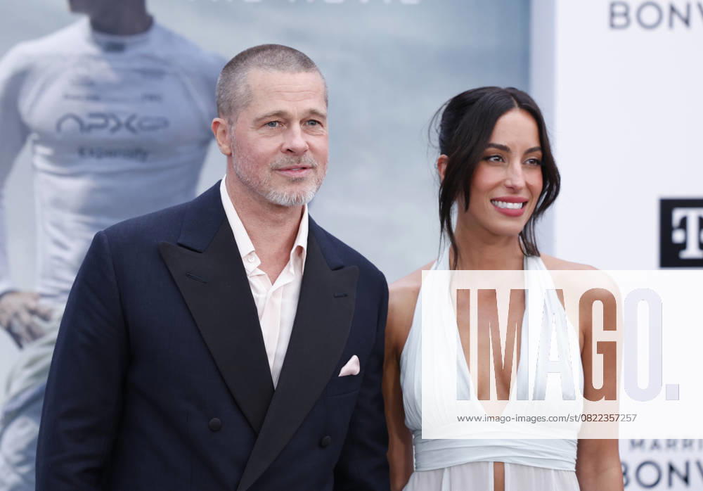 Brad Pitt and Ines de Ramon arrive on the red carpet for the Apple Original Films & Warner Bros. Pictures F1 World Premiere in Times Square on Monday, June 16, 2025 in New York City. NYP20250616117 JOHNxANGELILLO