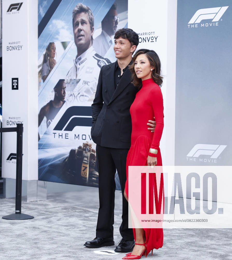 Alexander Albon and Muni Lily He arrive on the red carpet for the Apple Original Films & Warner Bros. Pictures F1 World Premiere in Times Square on Monday, June 16, 2025 in New York City. NYP20250616140 JOHNxANGELILLO