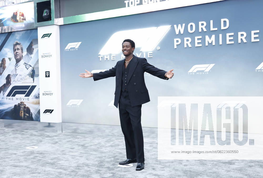 Damson Idris arrives on the red carpet for the Apple Original Films & Warner Bros. Pictures F1 World Premiere in Times Square on Monday, June 16, 2025 in New York City. NYP20250616145 JOHNxANGELILLO