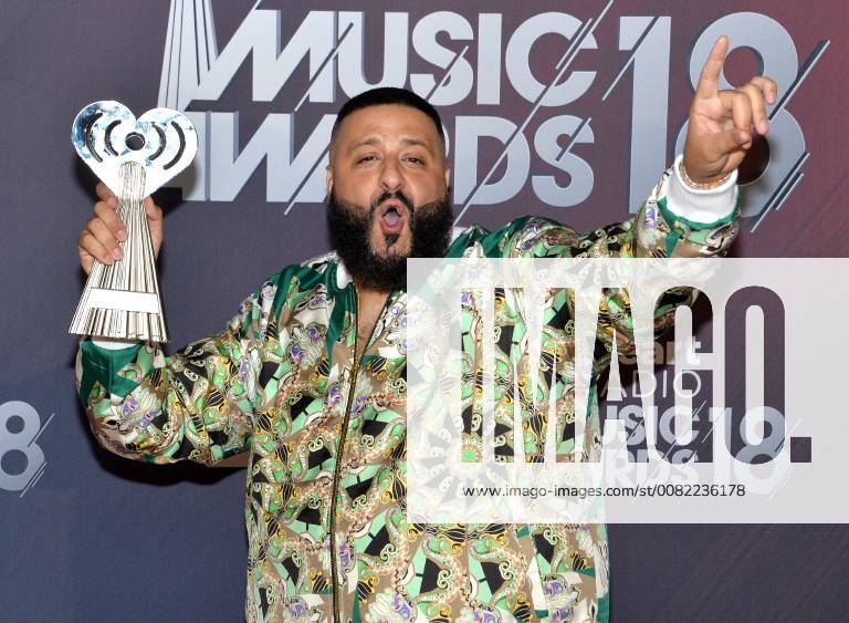 DJ Khaled, winner of Hip Hop Song of the Year award for Wild Thoughts, appears backstage during the iHeartRadio Music Awards at The Forum in Inglewood, California on March 11, 2018. Turner s TBS, TNT, and truTV channels broadcasted the ceremony live from The Forum. LAP20180311265 JIMxRUYMEN