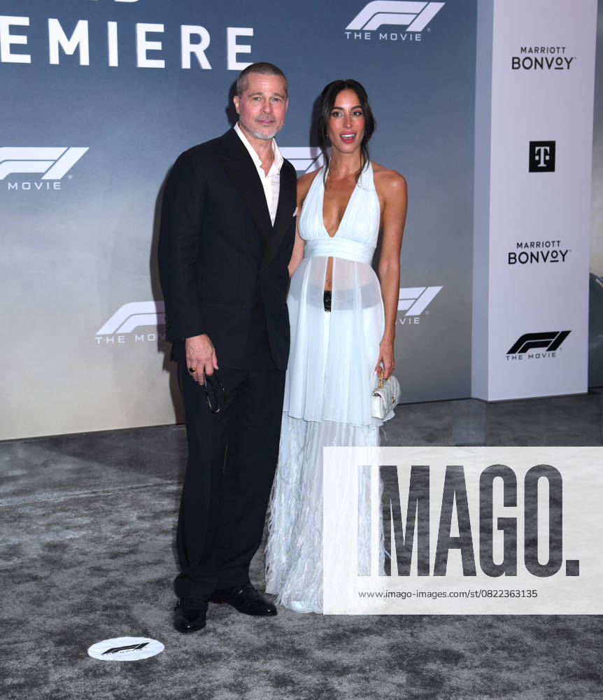 Brad Pitt and Ines de Ramon attend the World Premiere of Apple Original Films F1: The Movie at Times Square in New York. June 16, 2025. New York United States - ZUMAp281 20250616_zea_p281_019