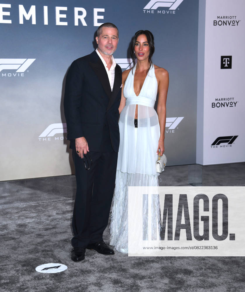 Brad Pitt and Ines de Ramon attend the World Premiere of Apple Original Films F1: The Movie at Times Square in New York. June 16, 2025. New York United States - ZUMAp281 20250616_zea_p281_021