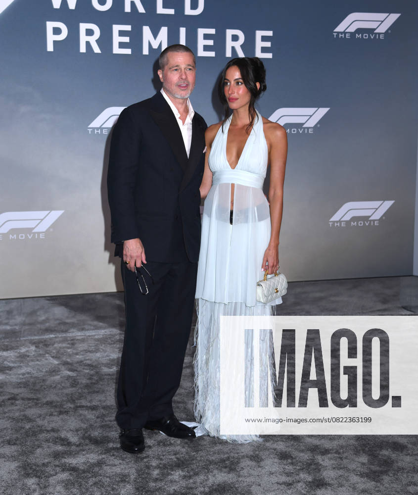 Brad Pitt and Ines de Ramon attend the World Premiere of Apple Original Films F1: The Movie at Times Square in New York. June 16, 2025. New York United States - ZUMAp281 20250616_zea_p281_020