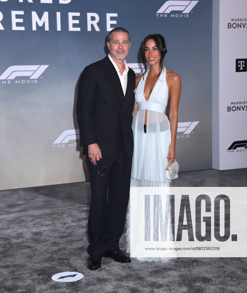 Brad Pitt and Ines de Ramon attend the World Premiere of Apple Original Films F1: The Movie at Times Square in New York. June 16, 2025. New York United States - ZUMAp281 20250616_zea_p281_022