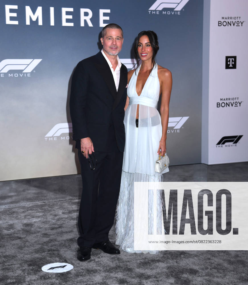 Brad Pitt and Ines de Ramon attend the World Premiere of Apple Original Films F1: The Movie at Times Square in New York. June 16, 2025. New York United States - ZUMAp281 20250616_zea_p281_026