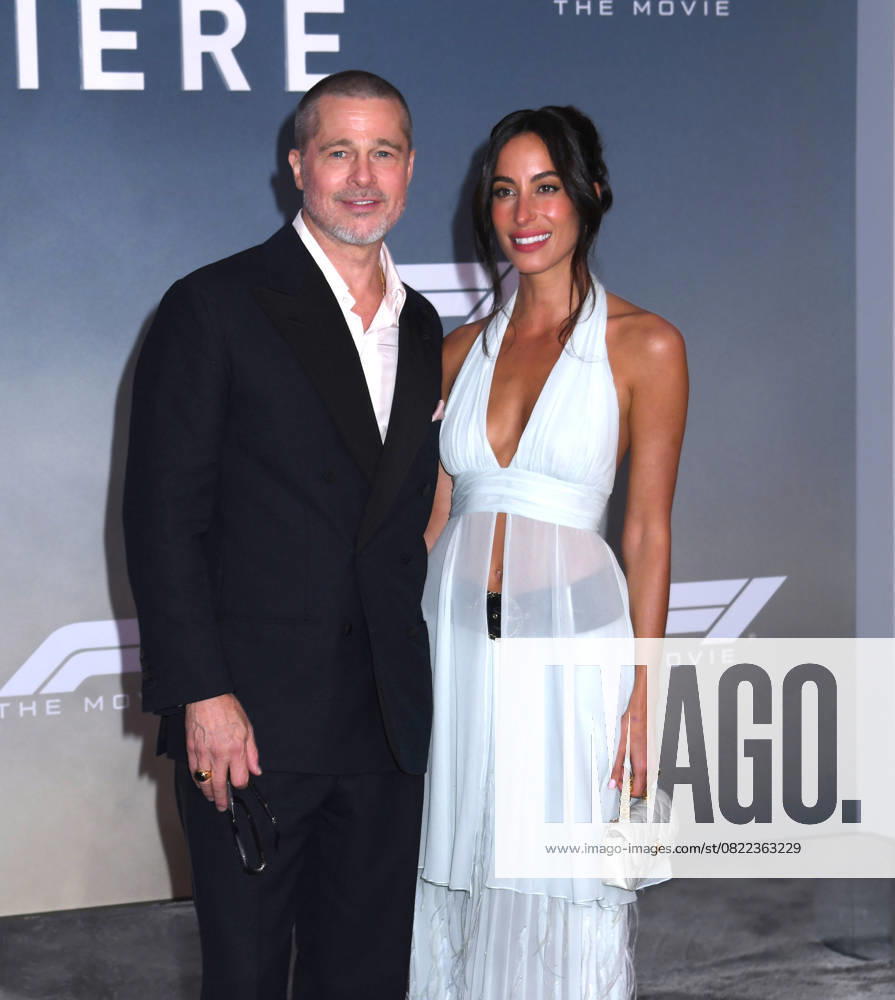 Brad Pitt and Ines de Ramon attend the World Premiere of Apple Original Films F1: The Movie at Times Square in New York. June 16, 2025. New York United States - ZUMAp281 20250616_zea_p281_027
