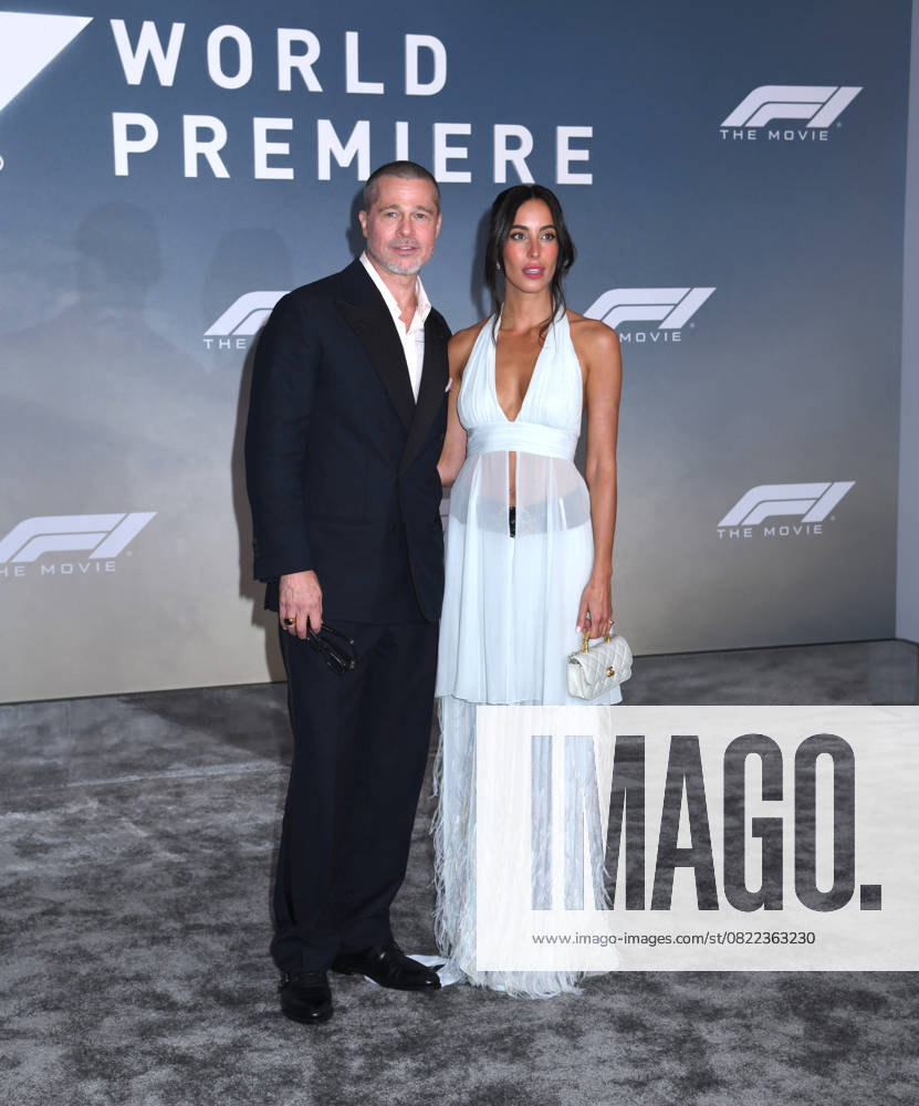 Brad Pitt and Ines de Ramon attend the World Premiere of Apple Original Films F1: The Movie at Times Square in New York. June 16, 2025. New York United States - ZUMAp281 20250616_zea_p281_028