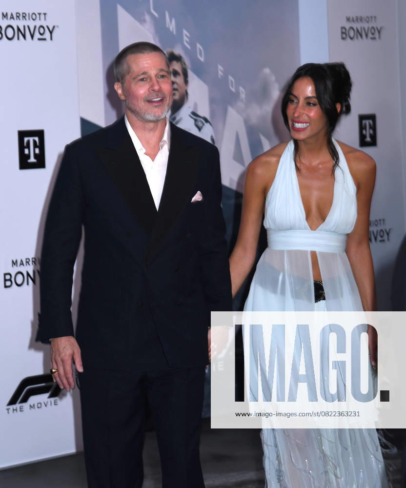 Brad Pitt and Ines de Ramon attend the World Premiere of Apple Original Films F1: The Movie at Times Square in New York. June 16, 2025. New York United States - ZUMAp281 20250616_zea_p281_029