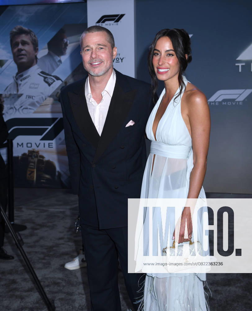 Brad Pitt and Ines de Ramon attend the World Premiere of Apple Original Films F1: The Movie at Times Square in New York. June 16, 2025. New York United States - ZUMAp281 20250616_zea_p281_030