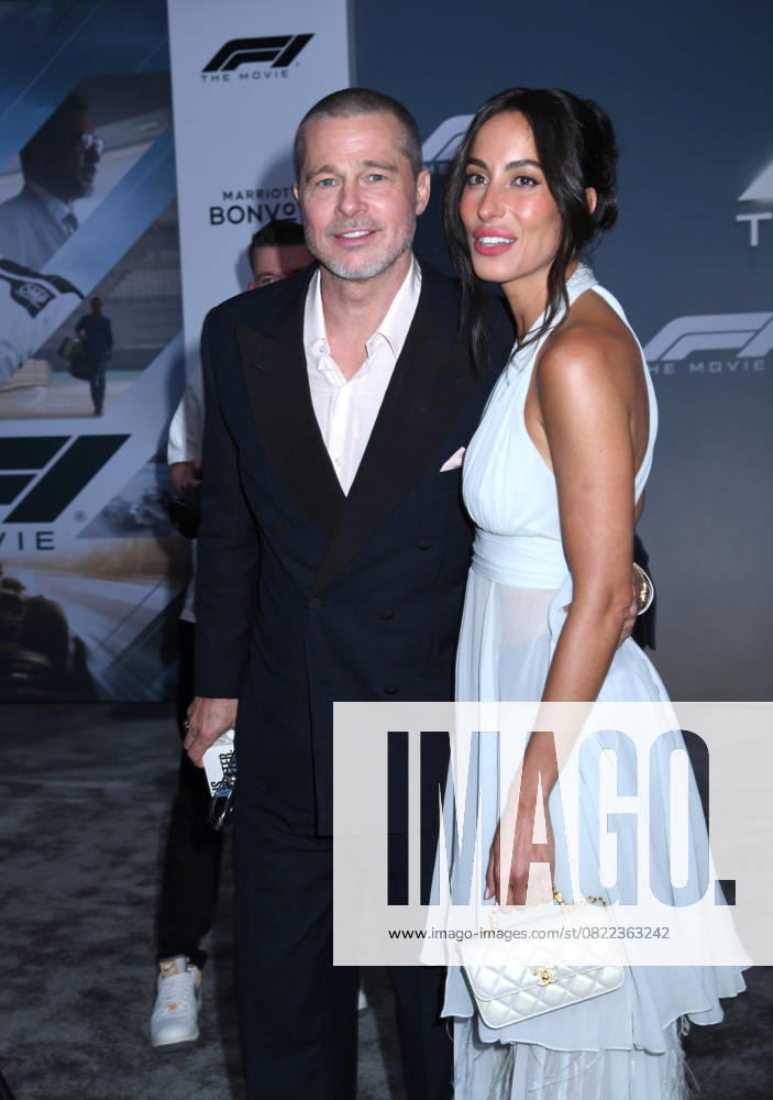 Brad Pitt and Ines de Ramon attend the World Premiere of Apple Original Films F1: The Movie at Times Square in New York. June 16, 2025. New York United States - ZUMAp281 20250616_zea_p281_032