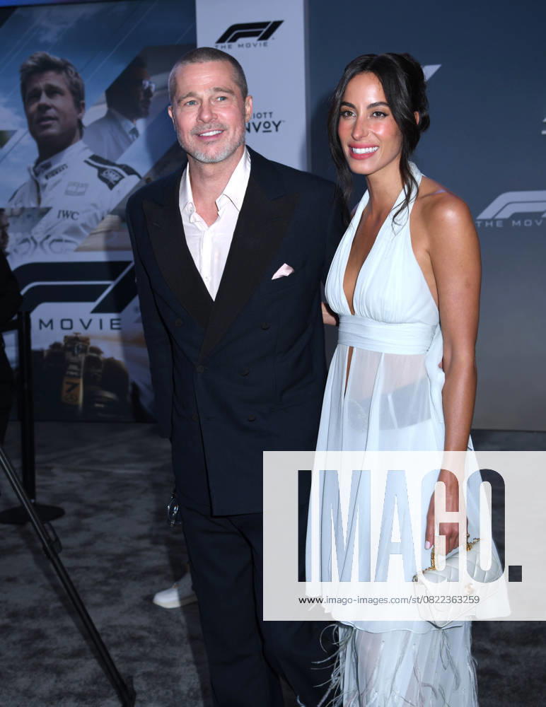 Brad Pitt and Ines de Ramon attend the World Premiere of Apple Original Films F1: The Movie at Times Square in New York. June 16, 2025. New York United States - ZUMAp281 20250616_zea_p281_033