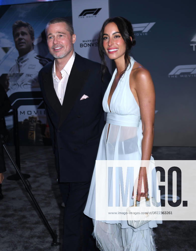Brad Pitt and Ines de Ramon attend the World Premiere of Apple Original Films F1: The Movie at Times Square in New York. June 16, 2025. New York United States - ZUMAp281 20250616_zea_p281_035