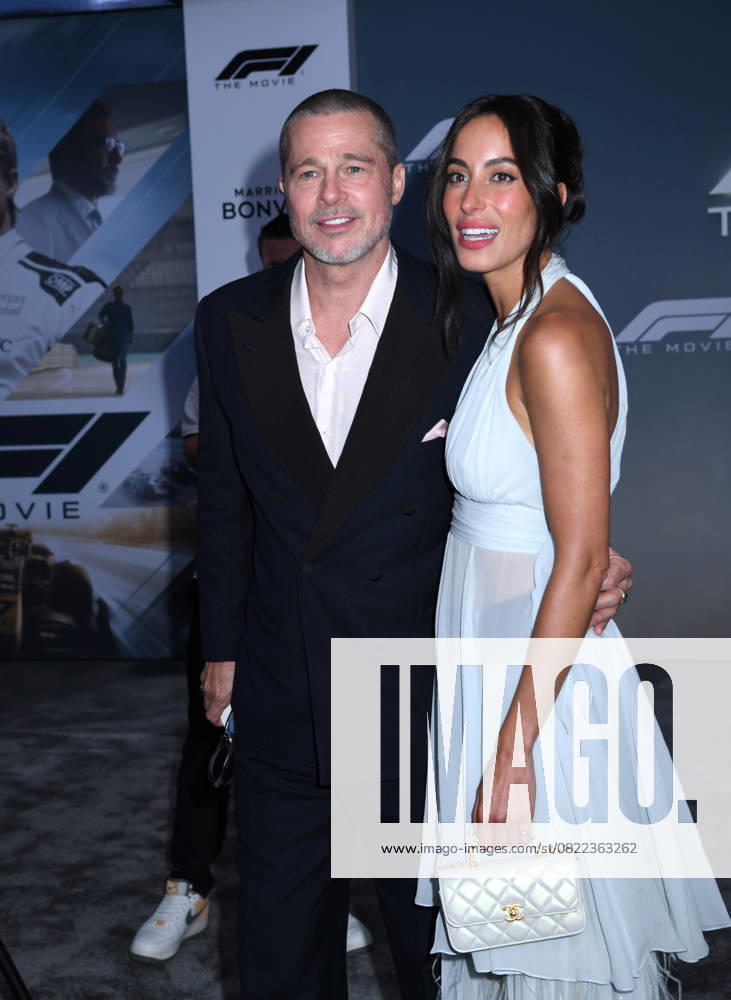 Brad Pitt and Ines de Ramon attend the World Premiere of Apple Original Films F1: The Movie at Times Square in New York. June 16, 2025. New York United States - ZUMAp281 20250616_zea_p281_036