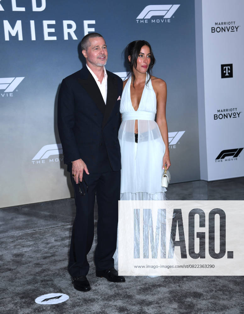 Brad Pitt and Ines de Ramon attend the World Premiere of Apple Original Films F1: The Movie at Times Square in New York. June 16, 2025. New York United States - ZUMAp281 20250616_zea_p281_037