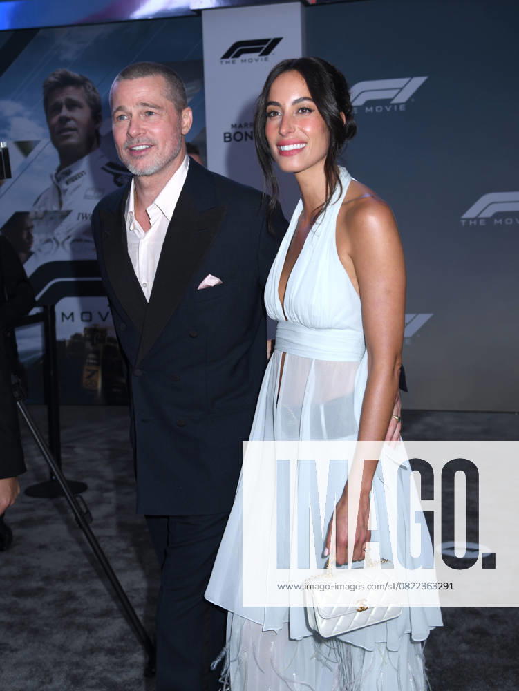 Brad Pitt and Ines de Ramon attend the World Premiere of Apple Original Films F1: The Movie at Times Square in New York. June 16, 2025. New York United States - ZUMAp281 20250616_zea_p281_038