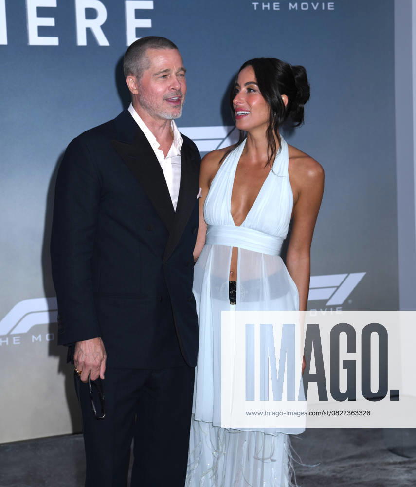 Brad Pitt and Ines de Ramon attend the World Premiere of Apple Original Films F1: The Movie at Times Square in New York. June 16, 2025. New York United States - ZUMAp281 20250616_zea_p281_041
