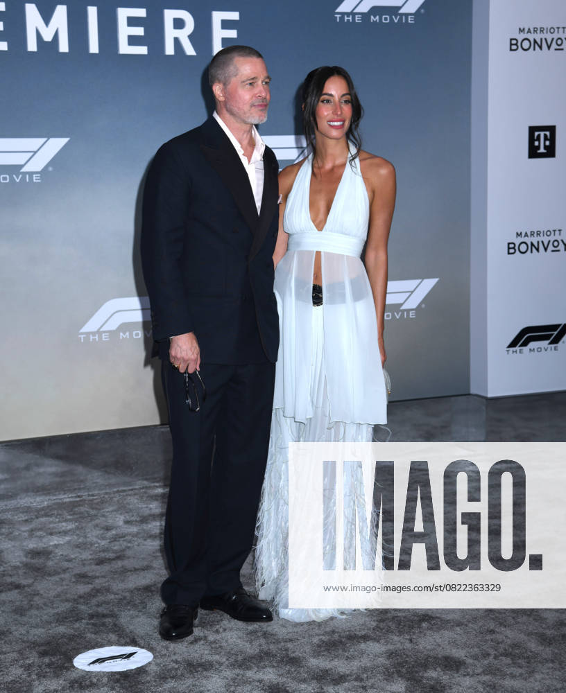Brad Pitt and Ines de Ramon attend the World Premiere of Apple Original Films F1: The Movie at Times Square in New York. June 16, 2025. New York United States - ZUMAp281 20250616_zea_p281_042