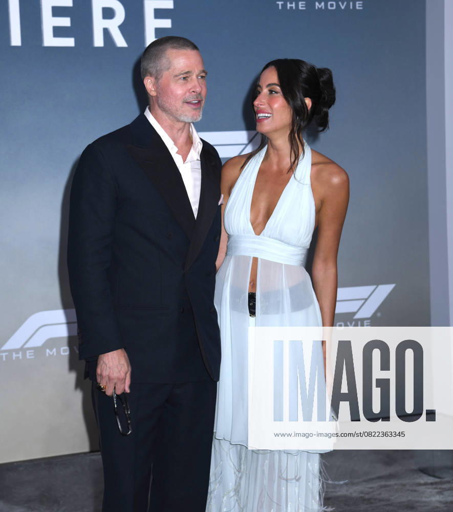Brad Pitt and Ines de Ramon attend the World Premiere of Apple Original Films F1: The Movie at Times Square in New York. June 16, 2025. New York United States - ZUMAp281 20250616_zea_p281_043