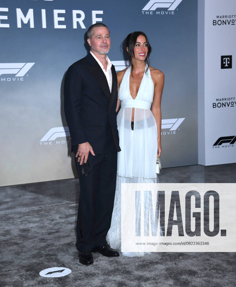 Brad Pitt and Ines de Ramon attend the World Premiere of Apple Original Films F1: The Movie at Times Square in New York. June 16, 2025. New York United States - ZUMAp281 20250616_zea_p281_044