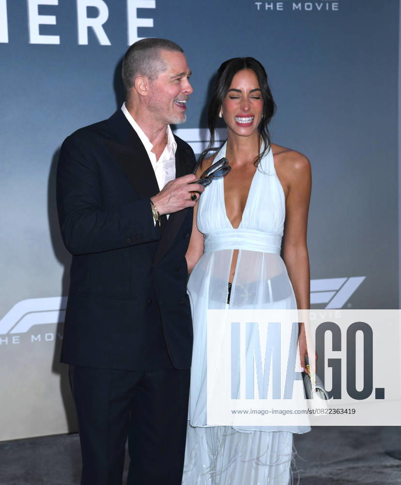 Brad Pitt and Ines de Ramon attend the World Premiere of Apple Original Films F1: The Movie at Times Square in New York. June 16, 2025. New York United States - ZUMAp281 20250616_zea_p281_049