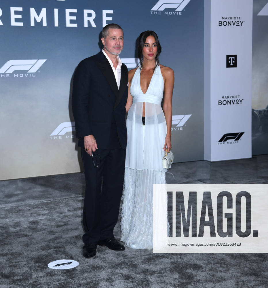 Brad Pitt and Ines de Ramon attend the World Premiere of Apple Original Films F1: The Movie at Times Square in New York. June 16, 2025. New York United States - ZUMAp281 20250616_zea_p281_050