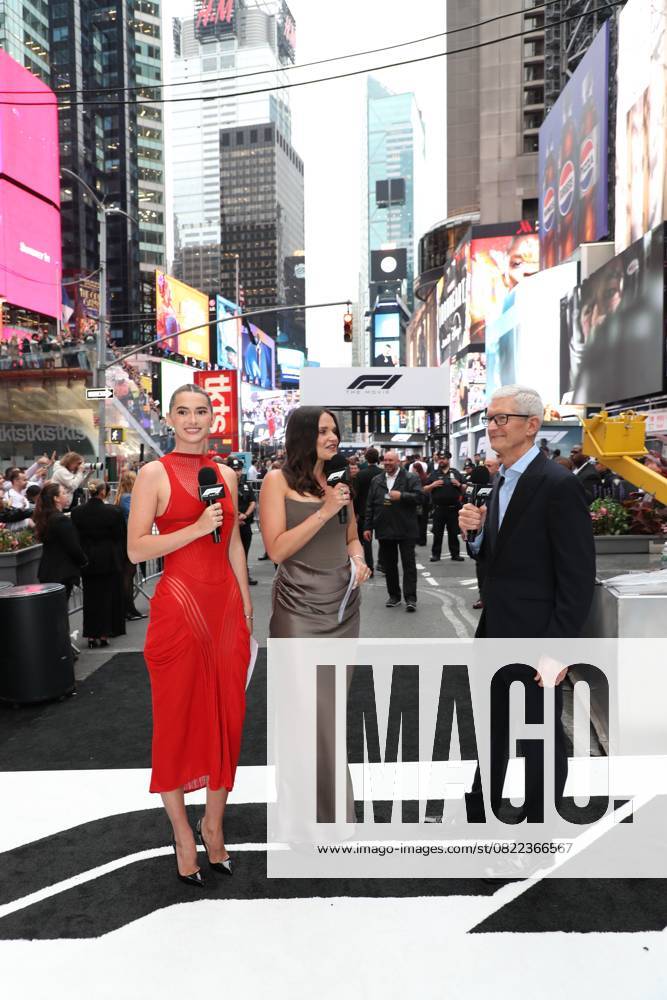 Red carpet arrivals for the World Premiere of Apple Original Films F1 The Movie in Times Square. F1 The Movie will be released in theatre s and in IMAX in partnership with Warner Bros. Pictures on June 27, 2025 Featuring: Madeleine White, Laura Winter and Tim Cook Where: New York, New York, United States When: 16 Jun 2025 Credit: Marion Curtis StarPix for Apple Original Films INSTARimages . NOT FOR USE BY NEWSPAPERS BASED IN THE UK.