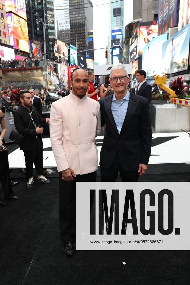 Red carpet arrivals for the World Premiere of Apple Original Films F1 The Movie in Times Square. F1 The Movie will be released in theatre s and in IMAX in partnership with Warner Bros. Pictures on June 27, 2025 Featuring: Lewis Hamilton and Tim Cook Where: New York, New York, United States When: 16 Jun 2025 Credit: Marion Curtis StarPix for Apple Original Films INSTARimages . NOT FOR USE BY NEWSPAPERS BASED IN THE UK.