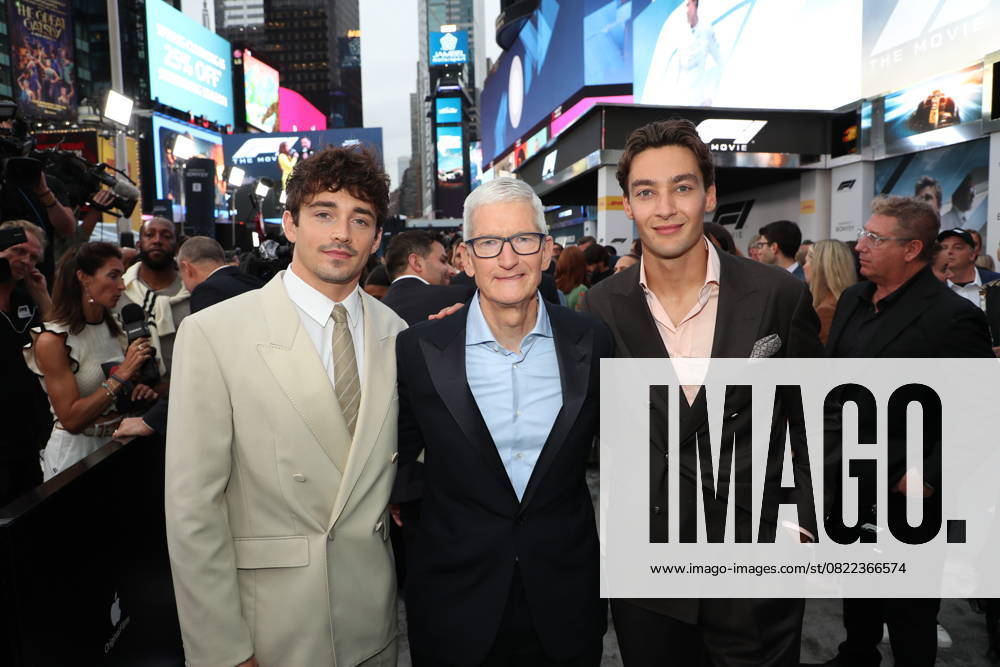 Red carpet arrivals for the World Premiere of Apple Original Films F1 The Movie in Times Square. F1 The Movie will be released in theatre s and in IMAX in partnership with Warner Bros. Pictures on June 27, 2025 Featuring: Formula 1 driver Charles Leclerc, Tim Cook and Formula 1 driver George Russell Where: New York, New York, United States When: 16 Jun 2025 Credit: Marion Curtis StarPix for Apple Original Films INSTARimages . NOT FOR USE BY NEWSPAPERS BASED IN THE UK.