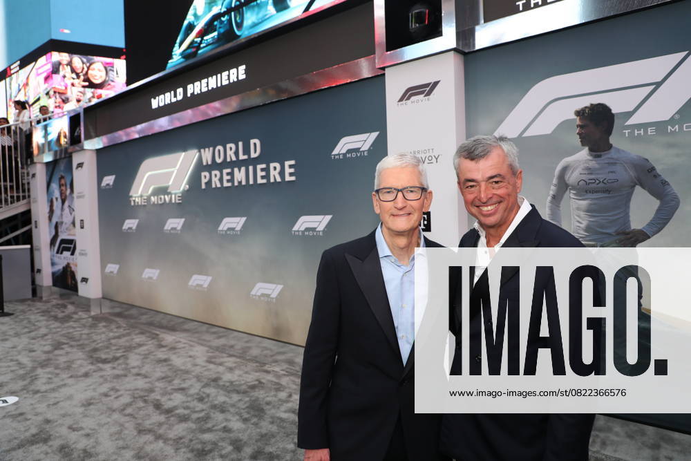 Red carpet arrivals for the World Premiere of Apple Original Films F1 The Movie in Times Square. F1 The Movie will be released in theatre s and in IMAX in partnership with Warner Bros. Pictures on June 27, 2025 Featuring: Tim Cook and Eddy Cue Where: New York, New York, United States When: 16 Jun 2025 Credit: Marion Curtis StarPix for Apple Original Films INSTARimages . NOT FOR USE BY NEWSPAPERS BASED IN THE UK.