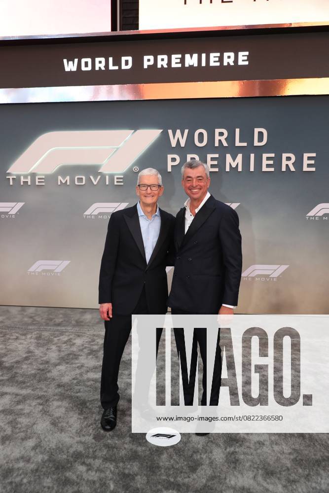 Red carpet arrivals for the World Premiere of Apple Original Films F1 The Movie in Times Square. F1 The Movie will be released in theatre s and in IMAX in partnership with Warner Bros. Pictures on June 27, 2025 Featuring: Tim Cook and Eddy Cue Where: New York, New York, United States When: 16 Jun 2025 Credit: Marion Curtis StarPix for Apple Original Films INSTARimages . NOT FOR USE BY NEWSPAPERS BASED IN THE UK.