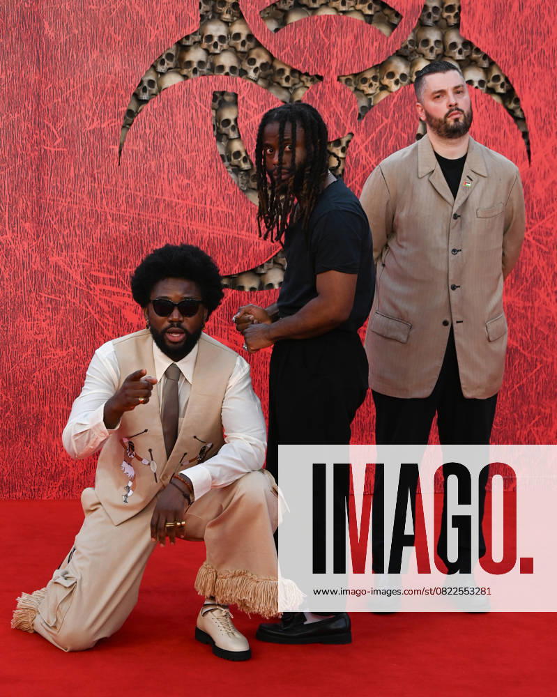 Young Fathers (Alloysious Massaquoi, Kayus Bankole and Graham Hastings) attends 28 Years Later World Premiere at the Odeon Luxe Leicester Square in London, England. UK. Wednesday 18th June 2025.