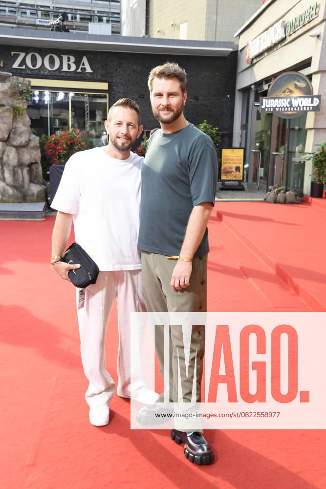 Maurice Gajda with husband Mitch Barg at the premiere of JURASSIC WORLD DIE WIEDERGEBURT at the ZOO Palast in Berlin on 18 06 2025