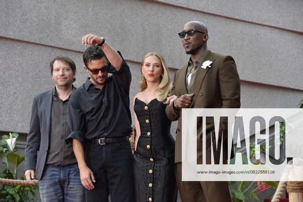 Gareth Edwards director , Jonathan Bailey, Scarlett Johansson and Mahershala Ali at the premiere of JURASSIC WORLD THE REBIRTH at the ZOO Palast in Berlin on 18 06 2025