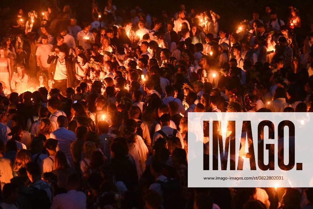Summer Solstice celebrations in Krakow KRAKOW, POLAND - JUNE 21: People wear flower crowns and hold candles around a bonfire during a Summer Solstice celebration in Krakow, Poland on June 21, 2025. The summer Solstice represents the longest day of the year and it is celebrated around the world. Omar Marques Anadolu Krakow Poland. Editorial use only. Please get in touch for any other usage.