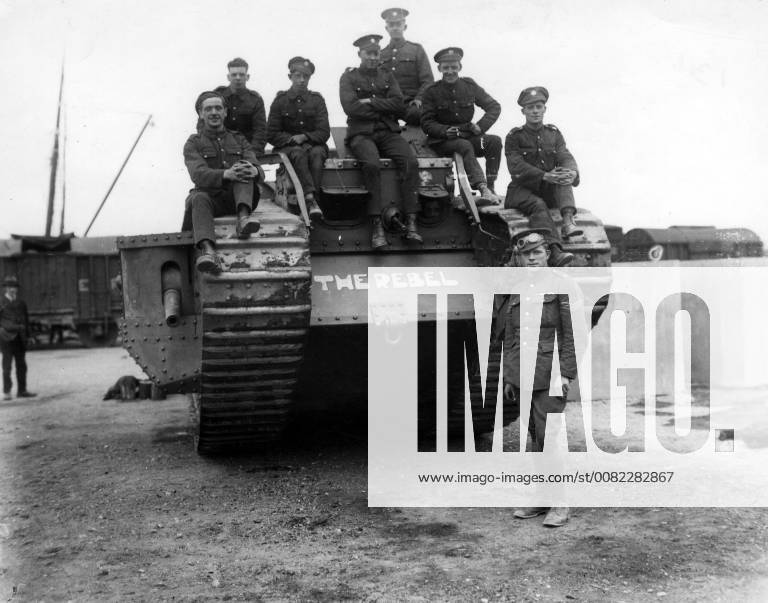 A British tank , The Rebel , photographed in Dublin with British soldiers 1920, Ireland