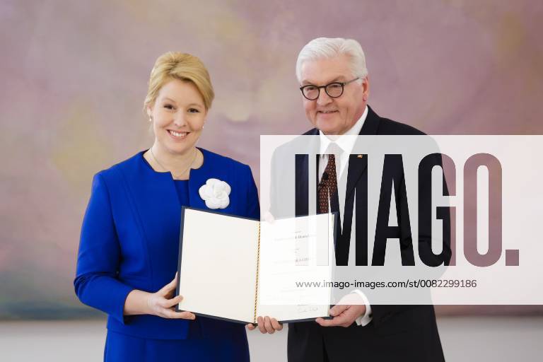 Federal Family Minister Franziska Giffey SPD L receives the certificate of appointment Berlin 14 03 2018 Berlin Germany at the Bellevue Palace by Federal President Frank Walter Steinmeier