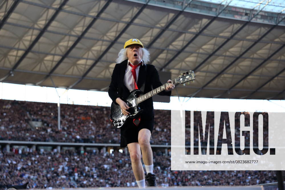 Angus Young from the band AC DC at a concert in the Olympiastadion in Berlin, June 30, 2025 AC DC concert Berlin