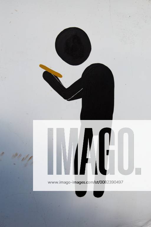 Pictogram figure looking at his smartphone against neutral digital background. Pictogram figure looking at his smartphone against neutral digital background 1083401320