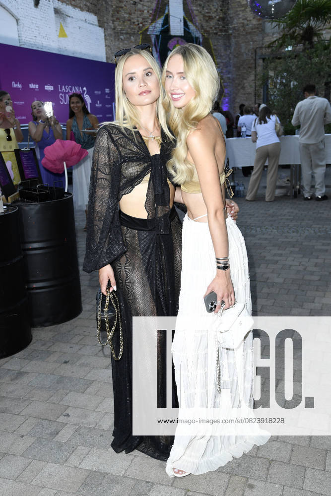Davina Geiss with sister Shania Geiss at the LASCANA SUMMER CLUB as part of Berlin Fashion Week at Maaya in Berlin on 02 07 2025