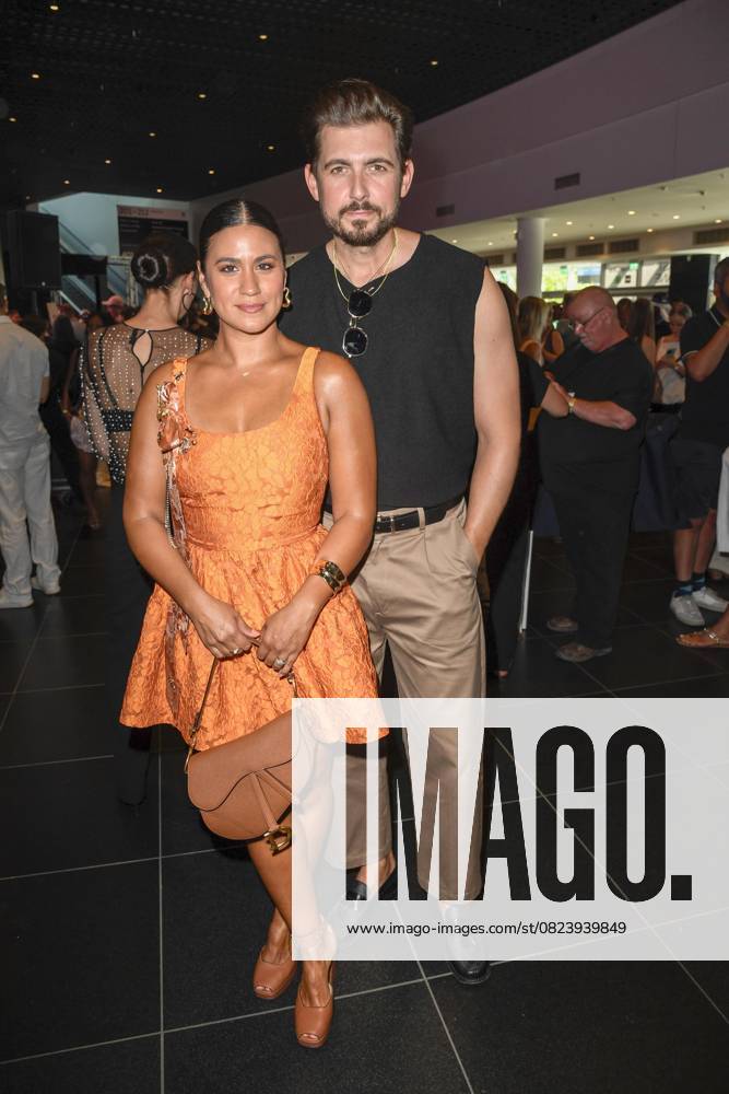 Steffi Brungs and Christian Wackert as guests at the fashion show by Danny Reinke titled The Hunt Spring Summer 2026 at Uber Arena on July 02, 2025 in Berlin Berlin Germany