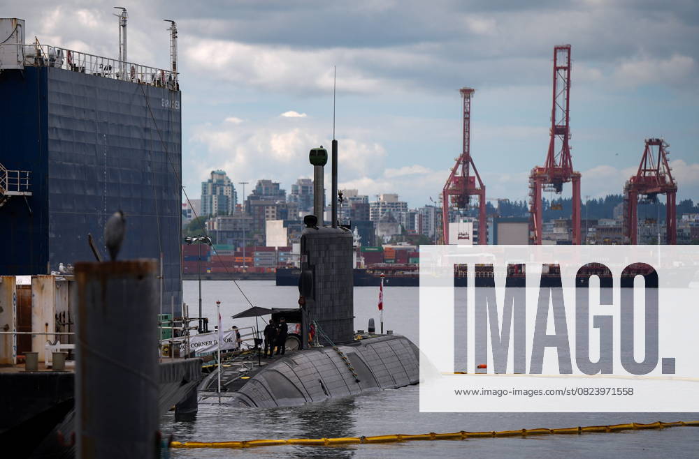 Members of the Royal Canadian Navy stand aboard the HMCS Corner Brook submarine docked during Fleet Week, in North Vancouver, B.C., on Thursday, July 3, 2025. North Vancouver CANADA - ZUMAc35_ 20250703_zaf_c35_058